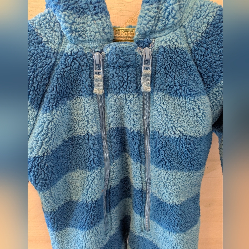 🐻‍❄️ L.L. Bean Bunting Baby Boy Cozy Blue Striped Bear; Size: 3-6 Months - Picture 4 of 12